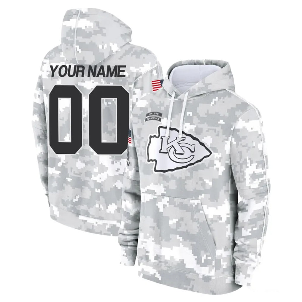 Custom KC.Chiefs Arctic Camo Salute to Service Hoodies Limited Game Any Name & Numbers Gdoa Stitched Jerseys