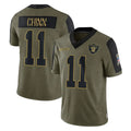 LV.Raiders #11 Jeremy Chinn Player Olive Salute To Service Limited Game Gdoa Stitched Jerseys
