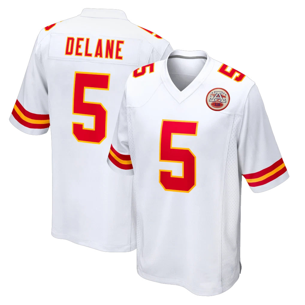 KC.Chiefs #5 Mansoor Delane Player White Home Game Gdoa Stitched Jerseys