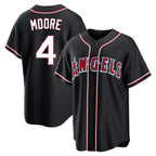 LA.Angels #4 Christian Moore Player Black Fashion Out Home Game Fdoa Stitched Jerseys