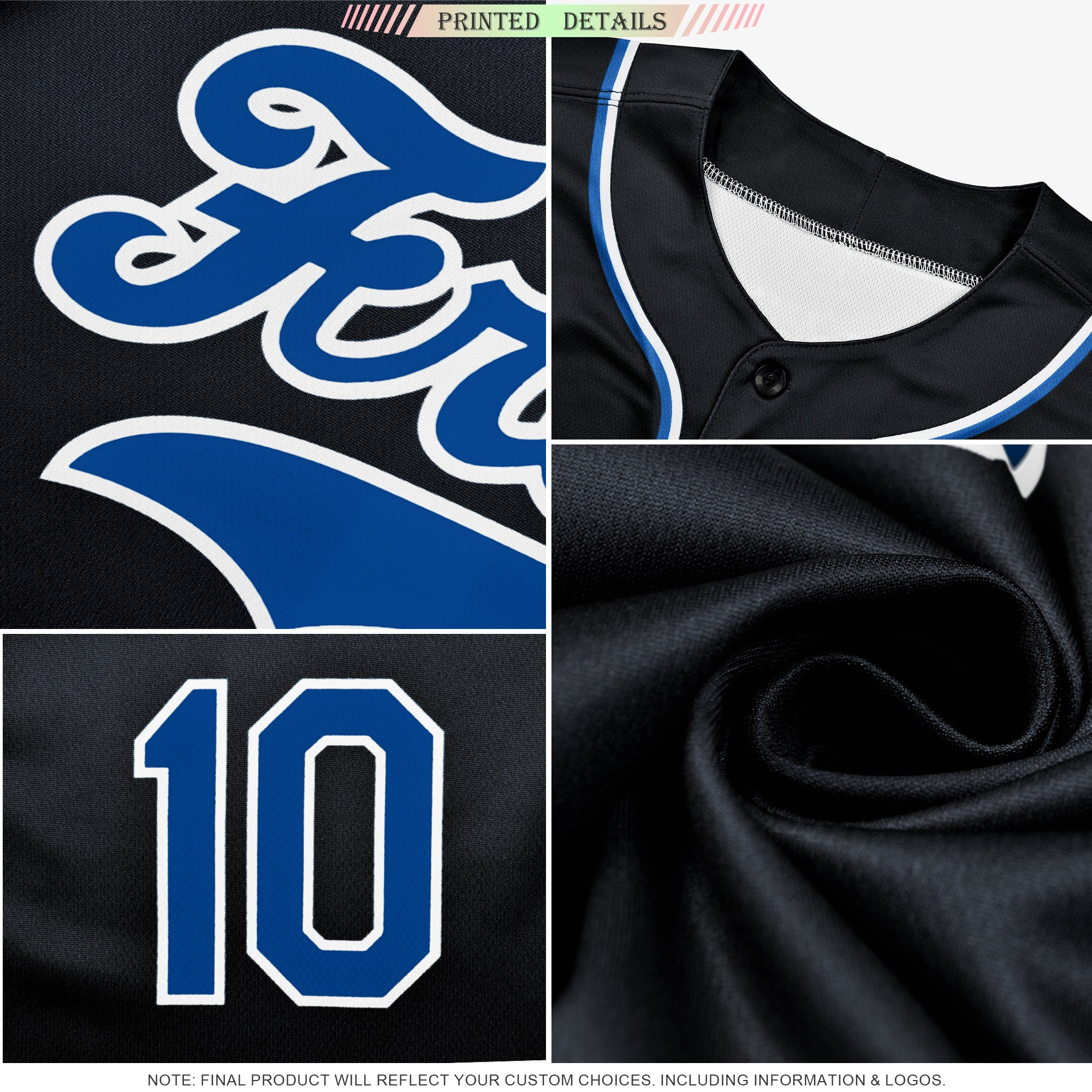 Custom Black Royal-White Classic Style Authentic Baseball Jersey-1