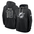 M.Dolphins #18 Chris Bell Player 2026 Black Logo Pullover Hoodies Limited Game Gdoa Stitched Jerseys