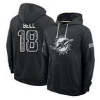 M.Dolphins #18 Chris Bell Player 2026 Black Logo Pullover Hoodies Limited Game Gdoa Stitched Jerseys