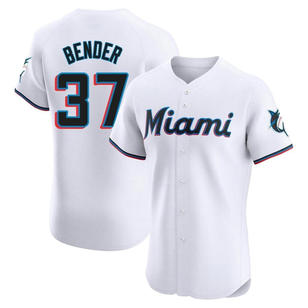 M.Marlins #37 Anthony Bender Player White  Home Limited Elite Fdoa Stitched Jerseys