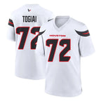 H.Texans #72 Tommy Togiai Player White Home Game Gdoa Stitched Jerseys