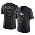 D.Broncos #17 Jaylen Waddle Player Black Reflective Limited Gdoa Stitched Jerseys