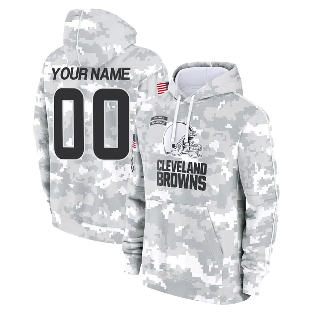 Custom C.Browns Arctic Camo Salute to Service Hoodies Limited Any Name & Numbers Gdoa Stitched Jerseys