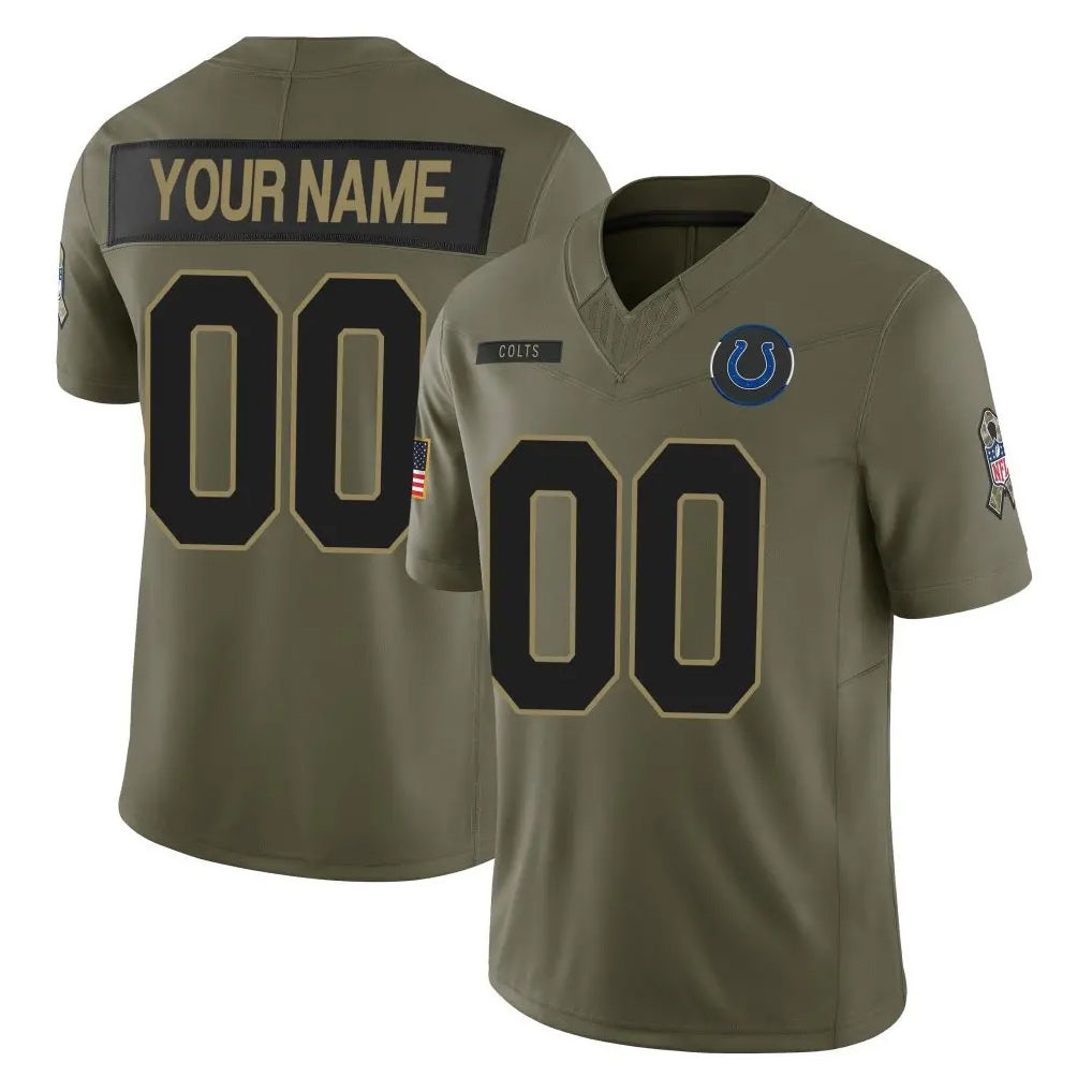 Custom IN.Colts Olive 2025 Salute To Service Limited Game Any Name & Numbers Gdoa Stitched Jerseys