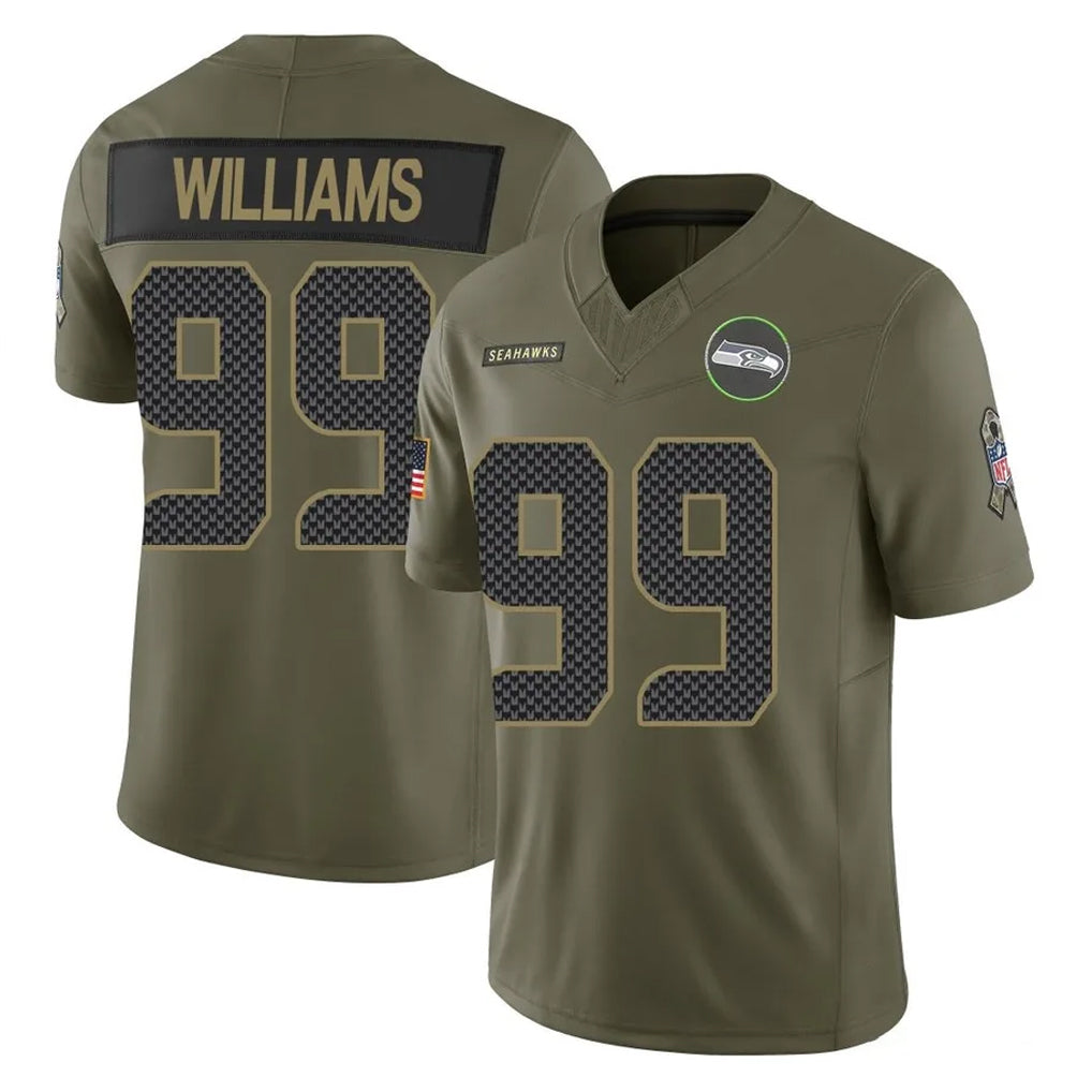 S.Seahawks #99 Leonard Williams Player Olive 2025 Salute To Service Limited Home Game Gdoa Stitched Jerseys