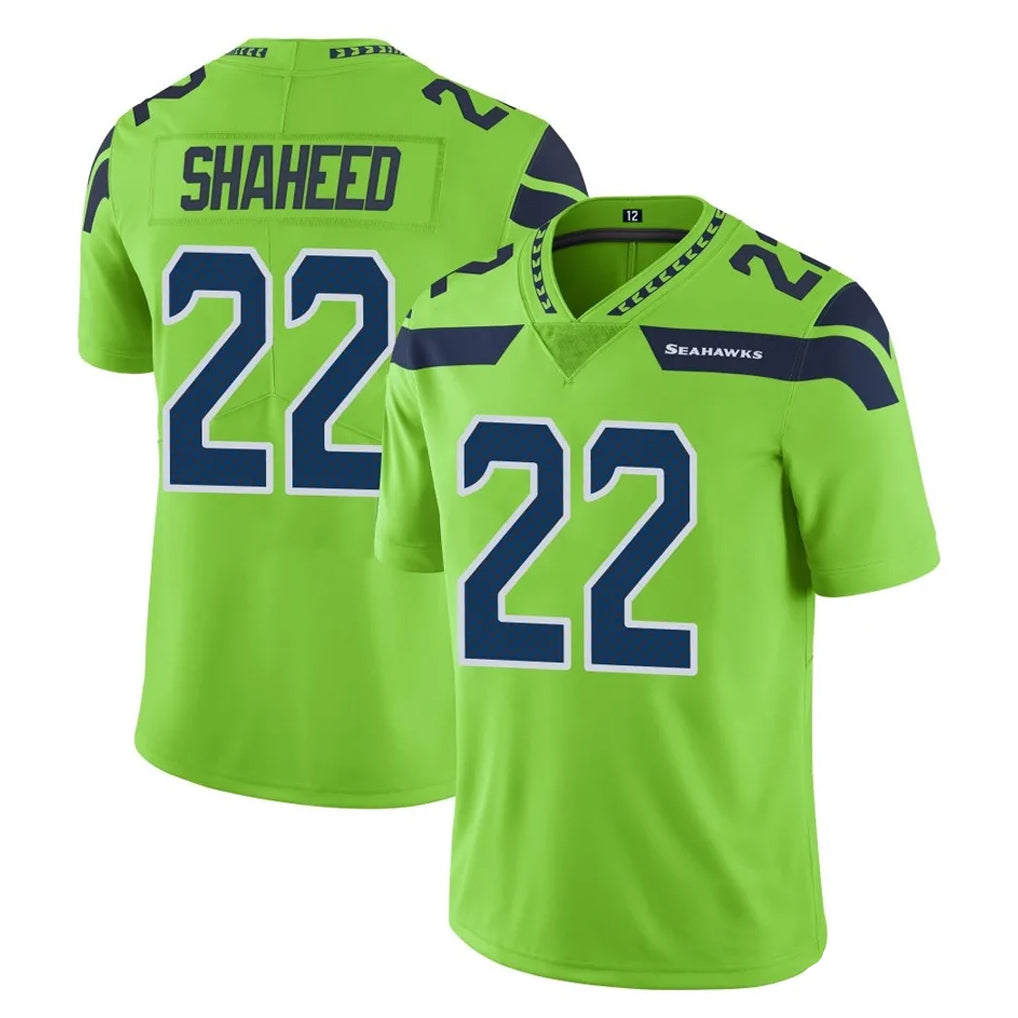 S.Seahawks #22 Rashid Shaheed Player Green Limited Color Rush Home Game Gdoa Stitched Jerseys