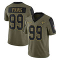 NO.Saints #99 Chase Young Player Olive Salute To Service Limited Game Gdoa Stitched Jerseys