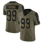 NO.Saints #99 Chase Young Player Olive Salute To Service Limited Game Gdoa Stitched Jerseys
