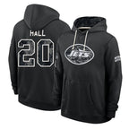 NY.Jets #20 Breece Hall Player 2026 Black Logo Pullover Hoodies Limited Game Gdoa Stitched Jerseys