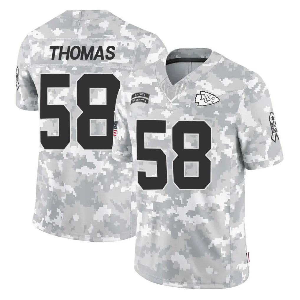 KC.Chiefs #58 Derrick Thomas Player Arctic Camo Salute To Service Limited Game Gdoa Stitched Jerseys