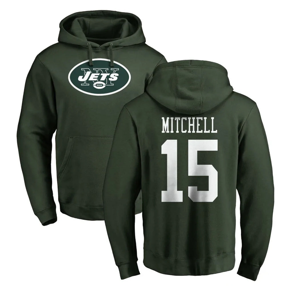 NY.Jets #15 Adonai Mitchell Player Green LOGO Pullover Hoodies Limited Game Gdoa Stitched Jerseys