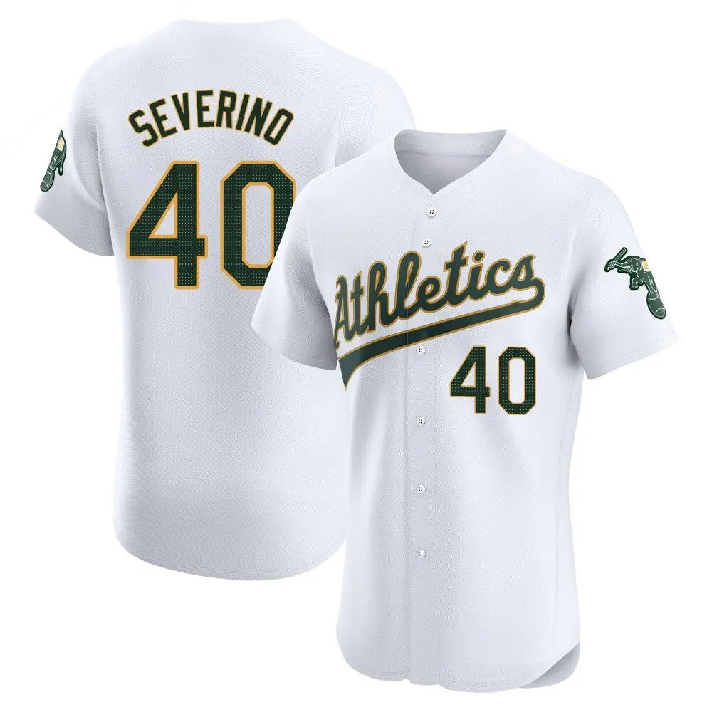 Athletics #40 Luis Severino Player White Limited Elite Home Game Gdoa Stitched Jerseys
