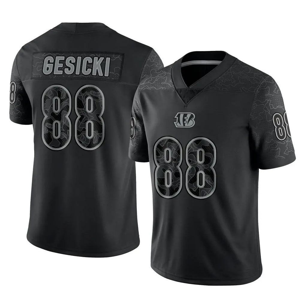 C.Bengals #88 Mike Gesicki Player Black Reflective Limited Game Gdoa Stitched Jerseys