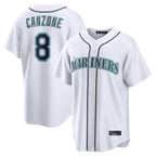 S.Mariners #8 Dominic Canzone Player White Home Game Fdoa Stitched Jerseys