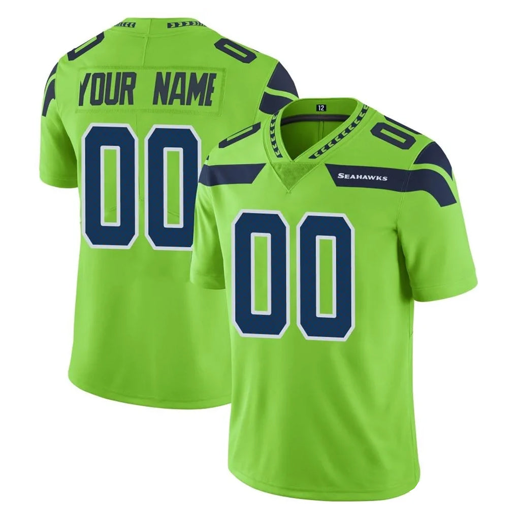 Custom S.Seahawks Green Limited Color Rush Home Game Any Name & Numbers Gdoa Stitched Jerseys