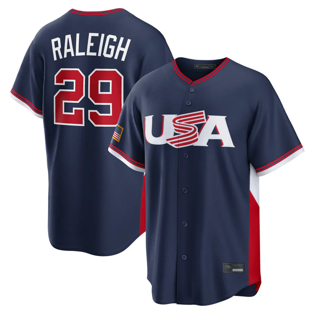 S.Mariners #29 Cal Raleigh Player Navy USA 2026 World Classic Game Fdoa Stitched Jerseys