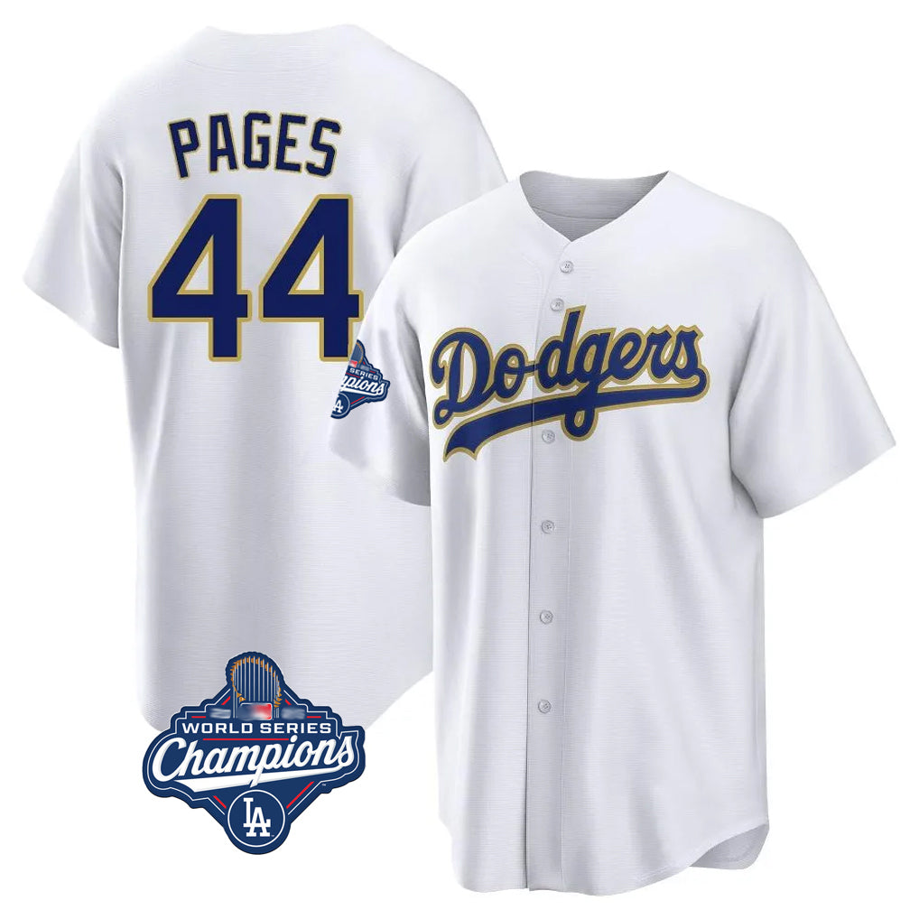 LA.Dodgers #44 Andy Pages Player Gold White World Series Meet 2026 Collection Stadium Game Fdoa Stitched Jerseys
