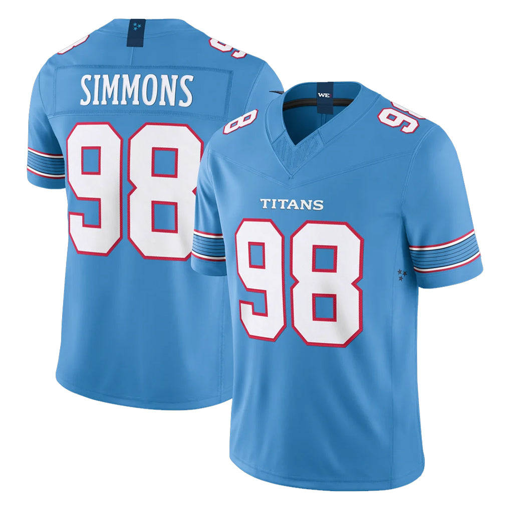 T.Titans #98 Jeffery Simmons Player Light Blue Team Vapor F.U.S.E. Limited Home Game Gdoa Stitched Jerseys