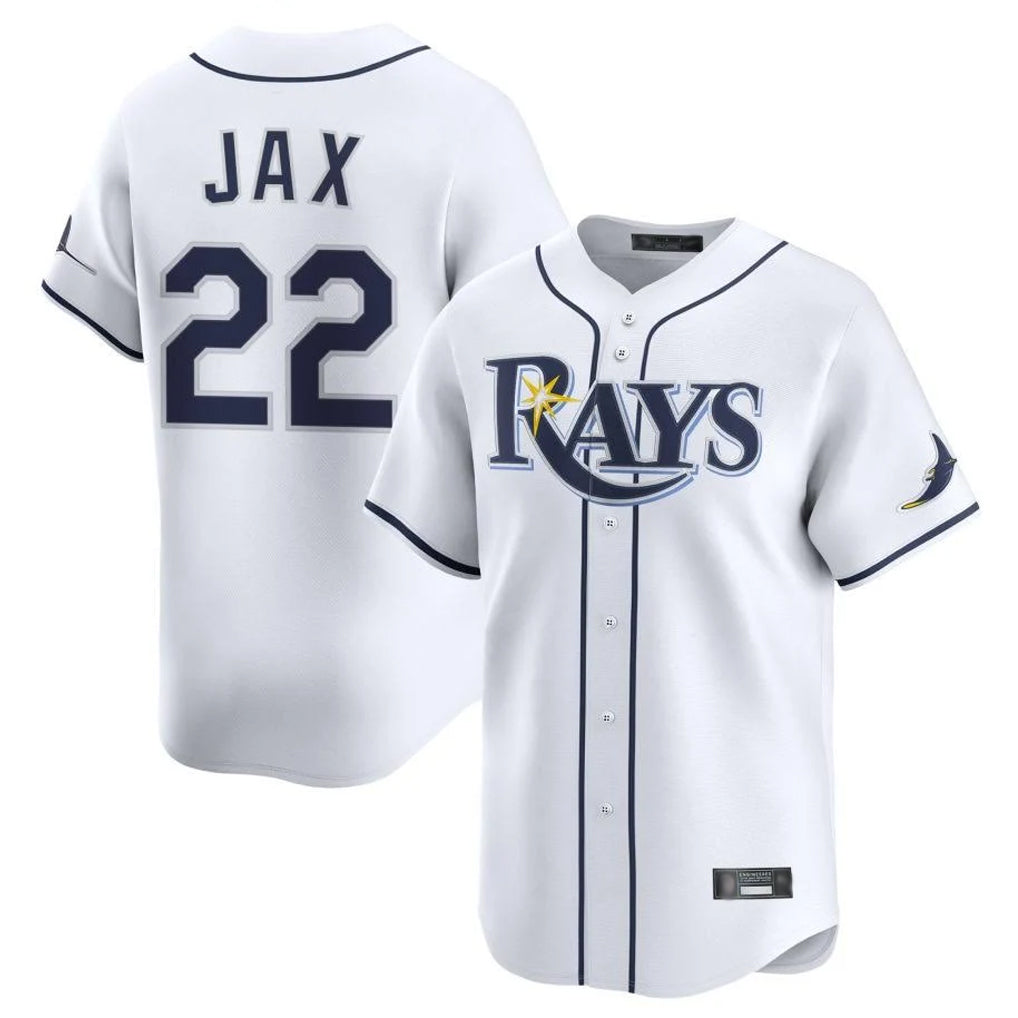 T.Bay Rays #22 Griffin Jax Player White Home Limited Fdoa Stitched Jerseys