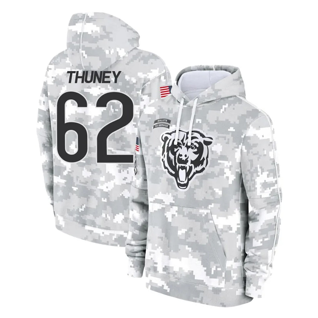 C.Bears #62 Joe Thuney Player Arctic Camo Salute to Service Pullover Hoodies Limited Gdoa Stitched Jerseys