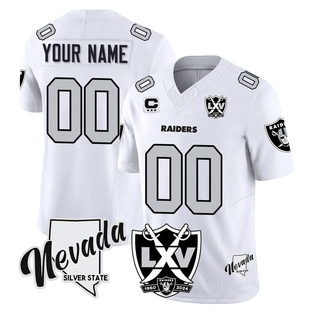 Custom LV.Raiders White 2026 Vapor Limited 65th Anniversary Home Game Any Name & Numbers Gdoa Stitched Jerseys