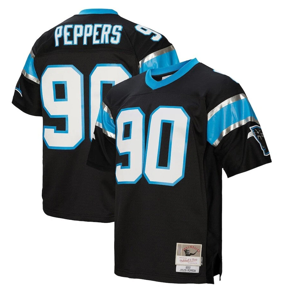 C.Panthers #90 Julius Peppers Player Black Mitchell & Ness Legacy Replica Gdoa Stitched Jerseys