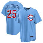 C.Cubs #25 Mois¨¦s Ballesteros Player Light Blue Home Game Gdoa Stitched Jerseys