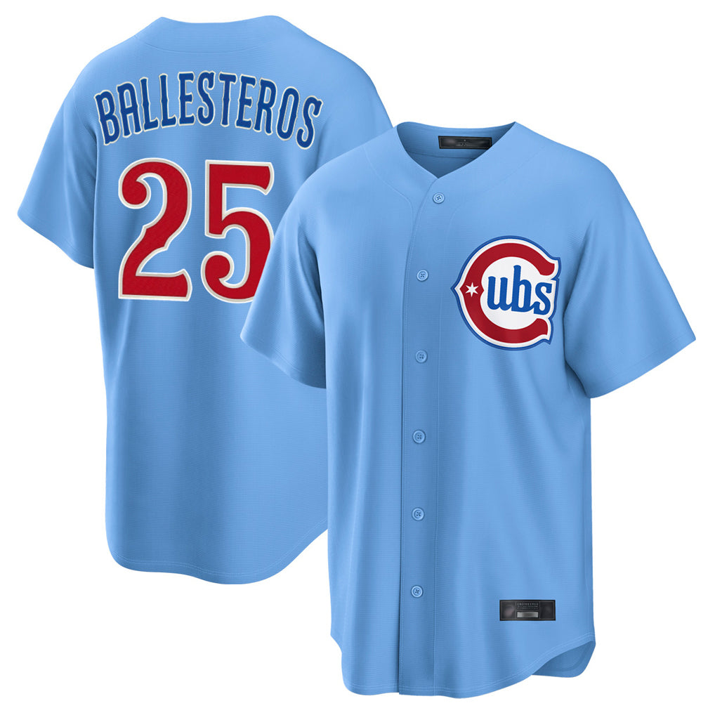 C.Cubs #25 Mois¨¦s Ballesteros Player Light Blue Home Game Gdoa Stitched Jerseys