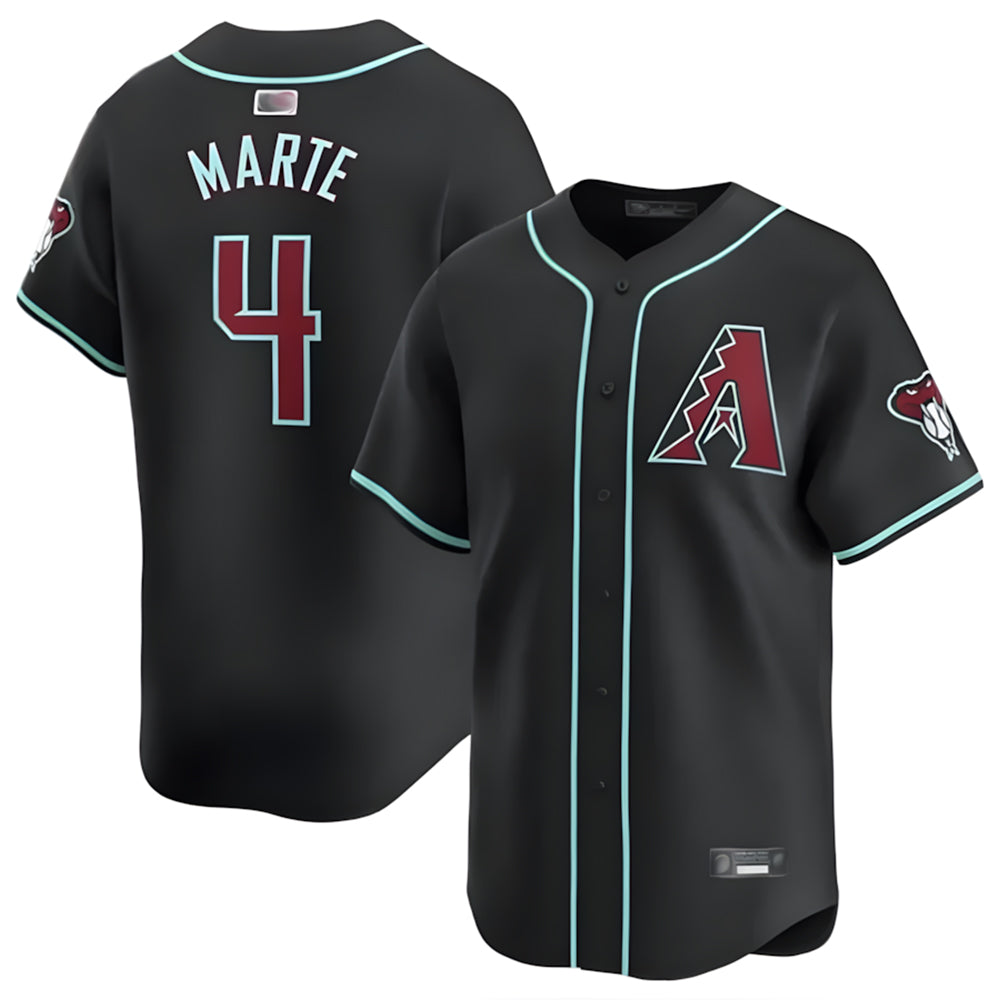 A.Diamondbacks #4 Ketel Marte Player Black Limited Home Game Gdoa Stitched Jerseys