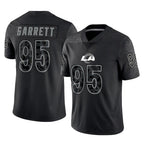 LA.Rams #95 Myles Garrett Player Black Limited Reflective Home Game Gdoa Stitched Jerseys