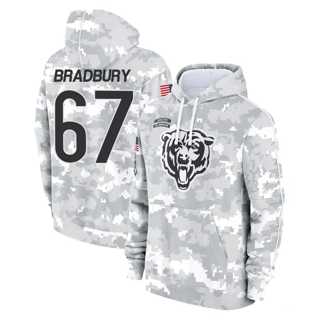 C.Bears #67 Garrett Bradbury Player Arctic Camo Salute to Service Pullover Hoodies Limited Gdoa Stitched Jerseys