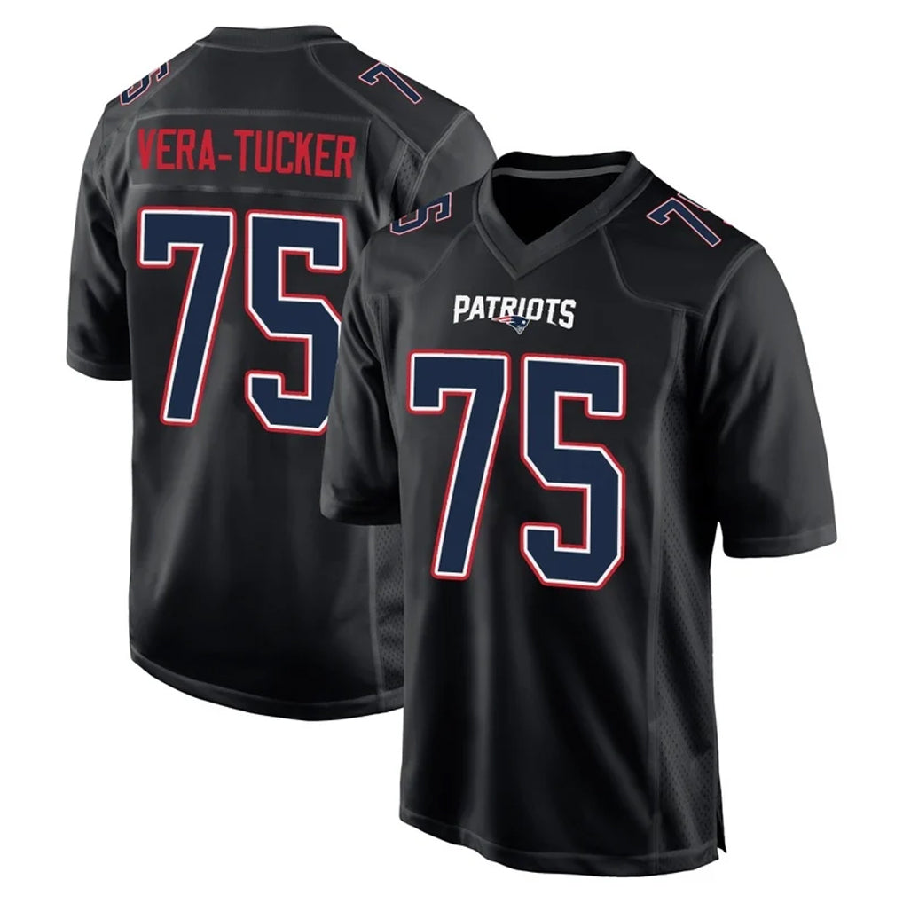 NE.Patriots #75 Alijah Vera-Tucker Player Carbon Fashion Limited Home Game Gdoa Stitched Jerseys