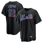 NY.Mets #12 Francisco Lindor Player Black Replica Home Game Fdoa Stitched Jerseys