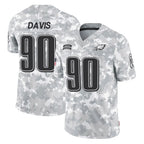 P.Eagles #90 Jordan Davis Player Arctic Camo Salute to Service Limited Game Gdoa Stitched Jerseys