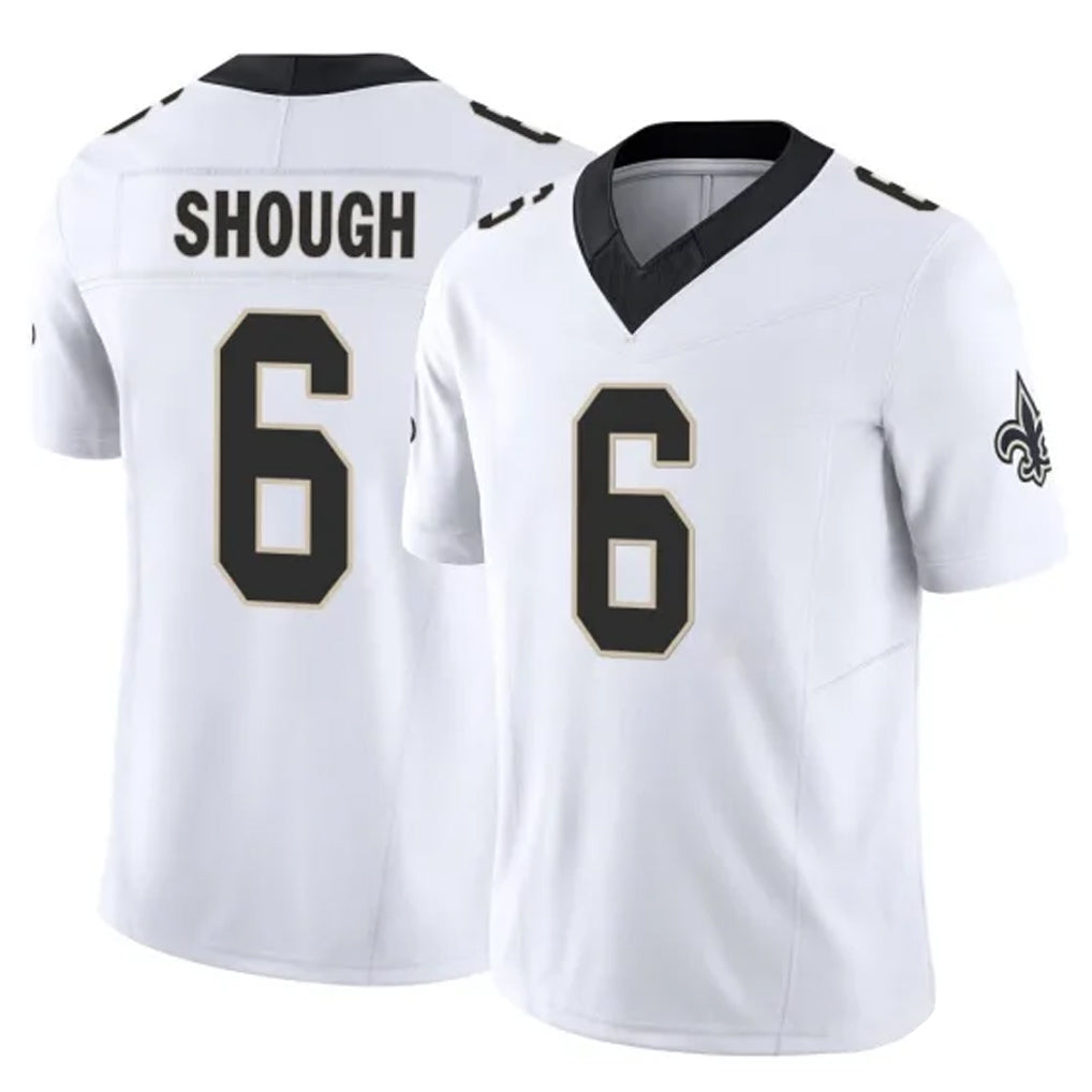 NO.Saints #6 Tyler Shough Player White Limited Vapor F.U.S.E. Home Game Gdoa Stitched Jerseys