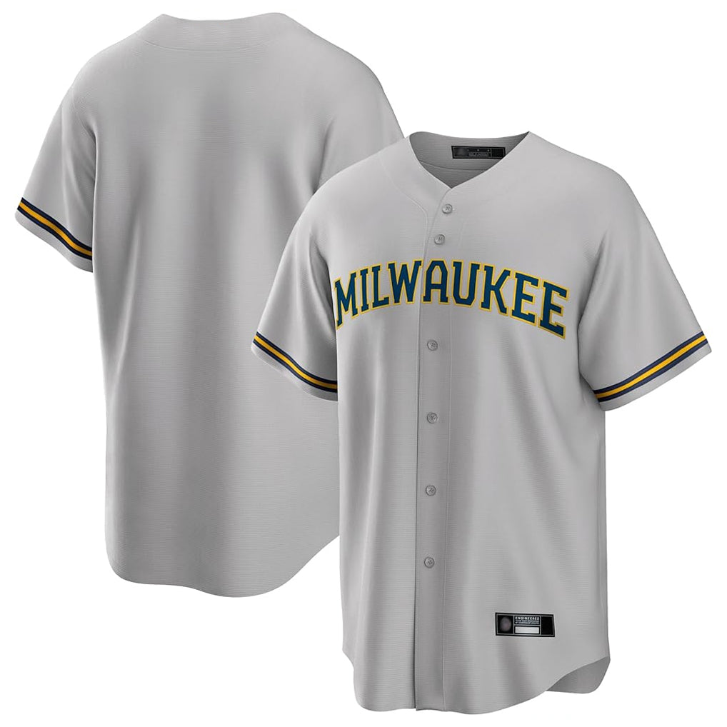 M.Brewers ## Brewers Blank Player Gray Home Game Fdoa Stitched Jerseys