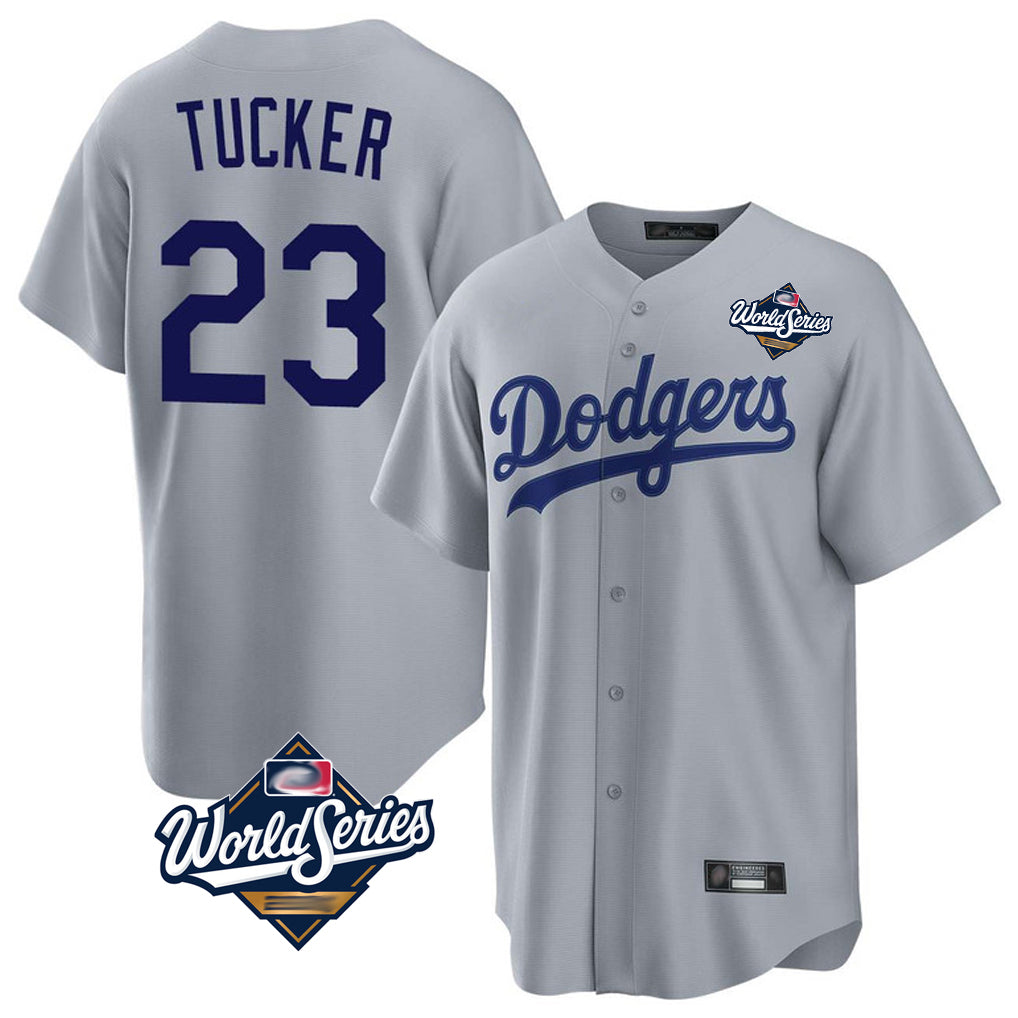 LA.Dodgers #23 Kyle Tucker Player Gray World Series Game Fdoa Stitched Jerseys