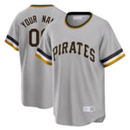 Custom P.Pirates Gray Throwback Cooperstown Collection Limited T-shirt Any Name & Number Gdoa Stitched Jerseys