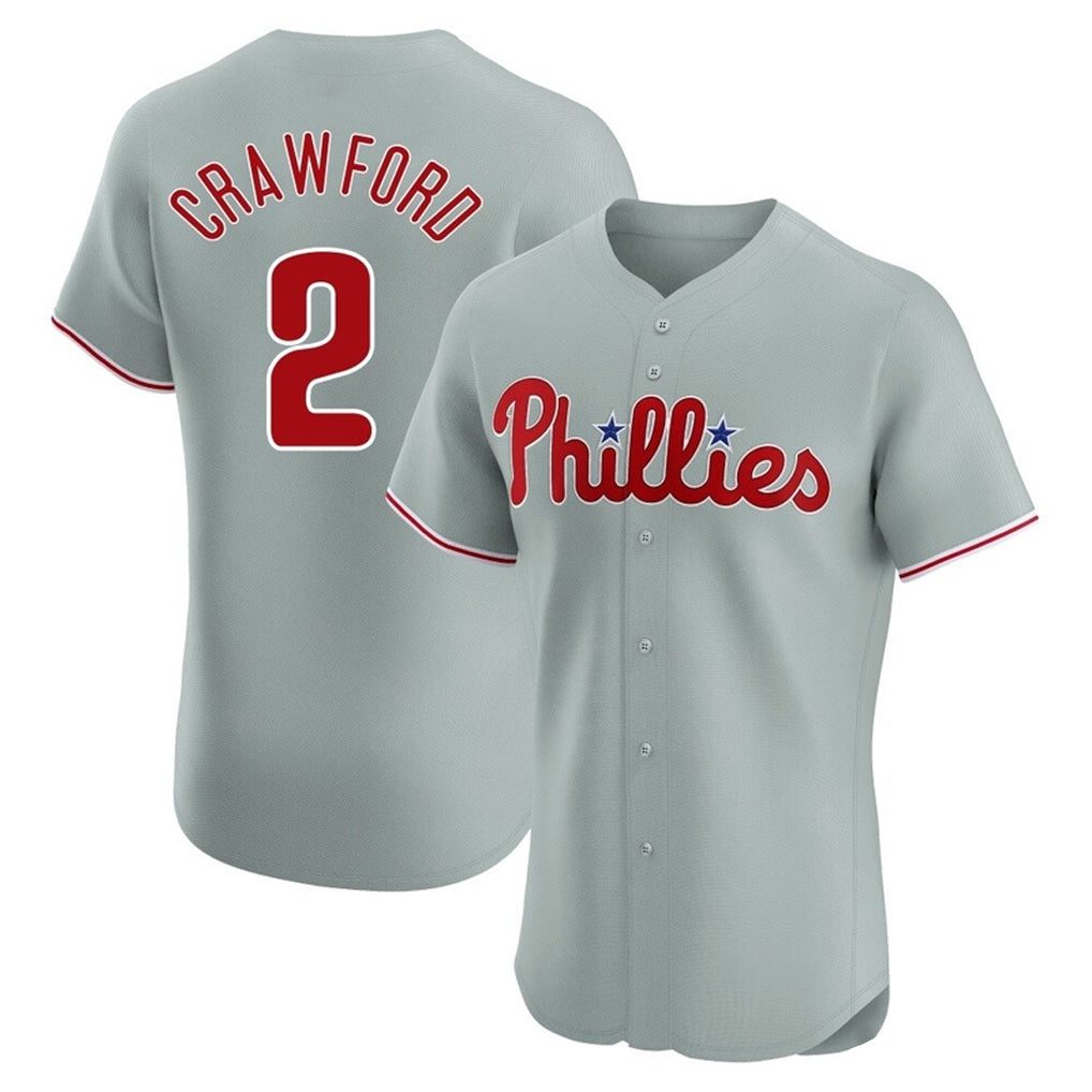P.Phillies #2 Justin Crawford Player Gray Home Limited Elite Fdoa Stitched Jerseys