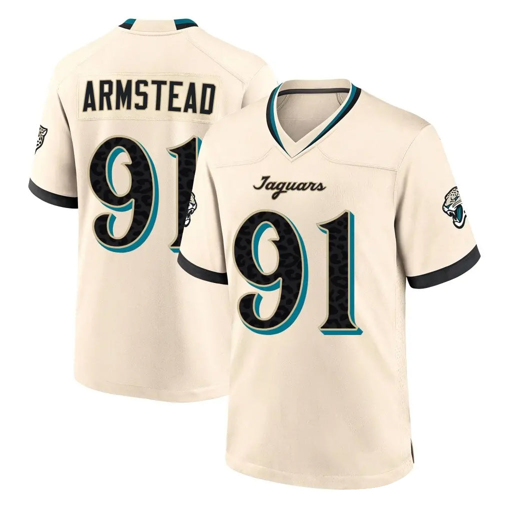 J.Jaguars #91 Arik Armstead Player Natural 2026 Rivalries Collection Game Gdoa Stitched Jerseys
