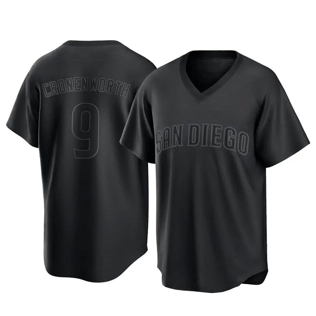 S.Diego Padres #9 Jake Cronenworth Player Black Pitch Fashion Game T-shirt Fdoa Stitched Jerseys