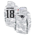 NE.Patriots #18 Kyle Williams Player Arctic Camo Salute to Service Pullover Hoodies Limited Game Gdoa Stitched Jerseys