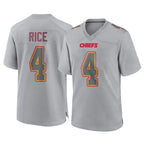 KC.Chiefs #4 Rashee Rice Player Gray Atmosphere Fashion Game Stitched Jerseys