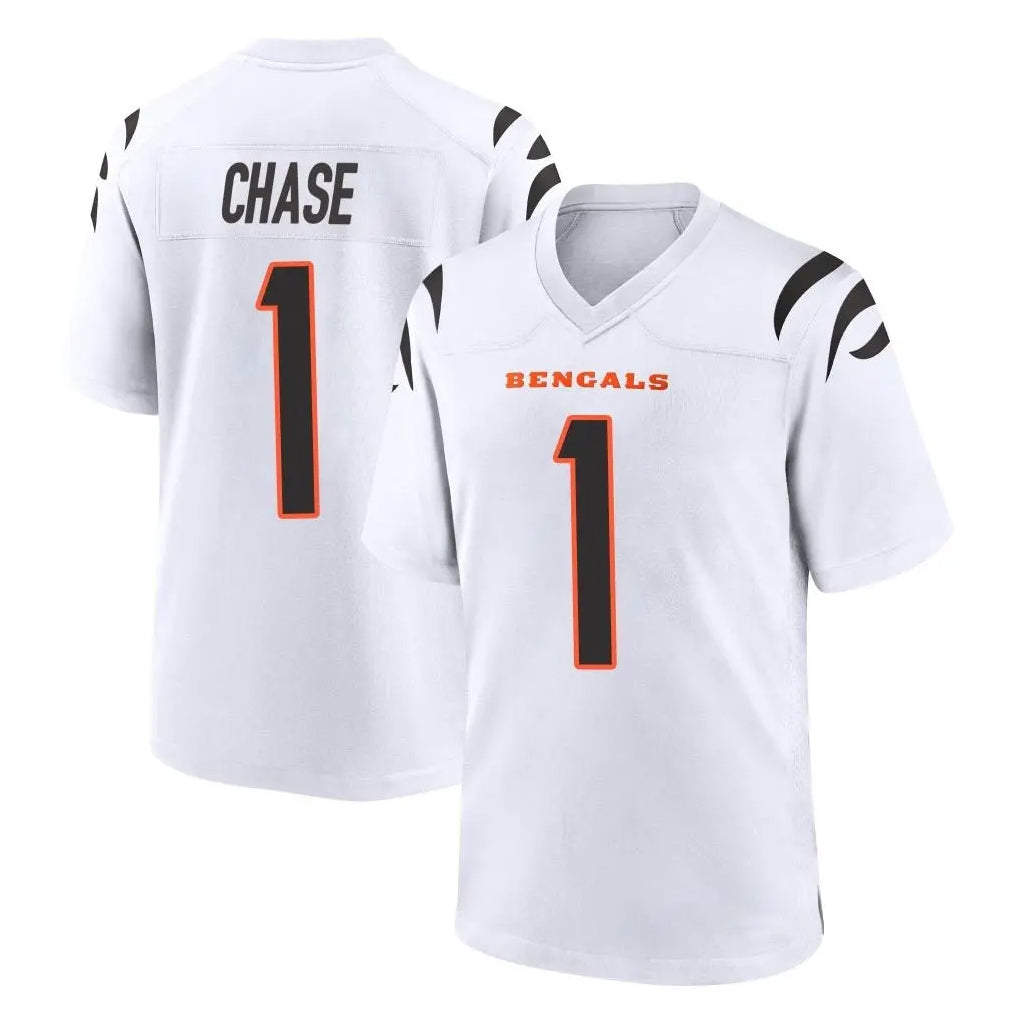 C.Bengals #1 Ja'Marr Chase Player White Home Game Gdoa Stitched Jerseys