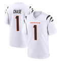C.Bengals #1 Ja'Marr Chase Player White Home Game Gdoa Stitched Jerseys