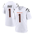 C.Bengals #1 Ja'Marr Chase Player White Home Game Gdoa Stitched Jerseys